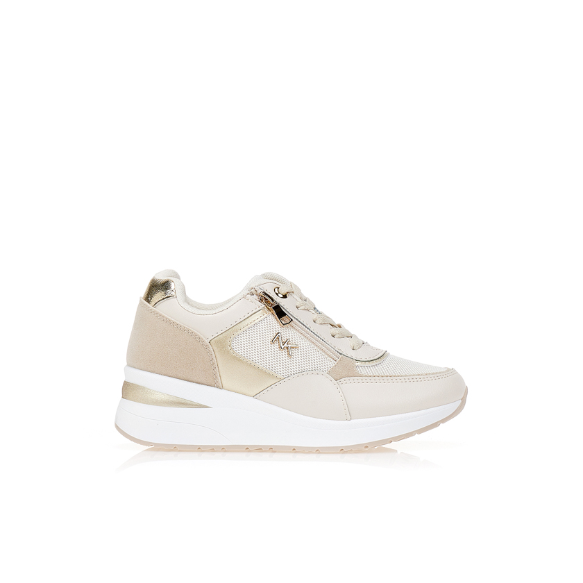 Αθλητικά μπεζ με διακοσμητικό φερμουάρ ΜΠΕΖ