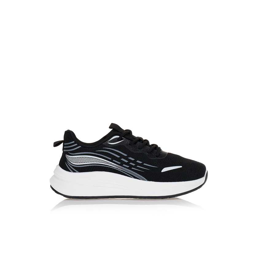 Αθλητικά μαύρα με γκρι και λευκές λεπτομέρειες ΜΑΥΡΟ