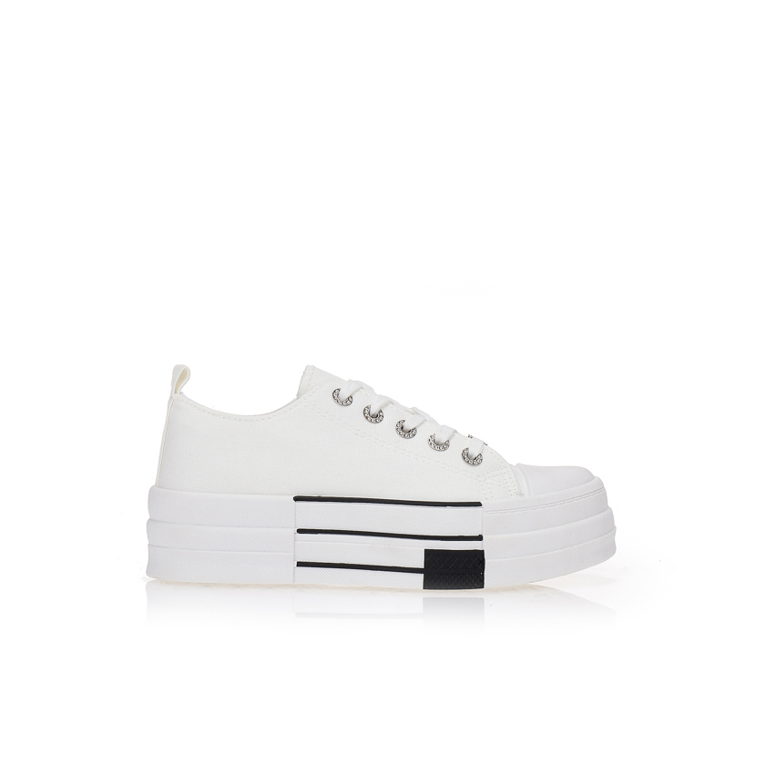 Αθλητικά λευκά με ασημί λεπτομέρειες ΛΕΥΚΟ