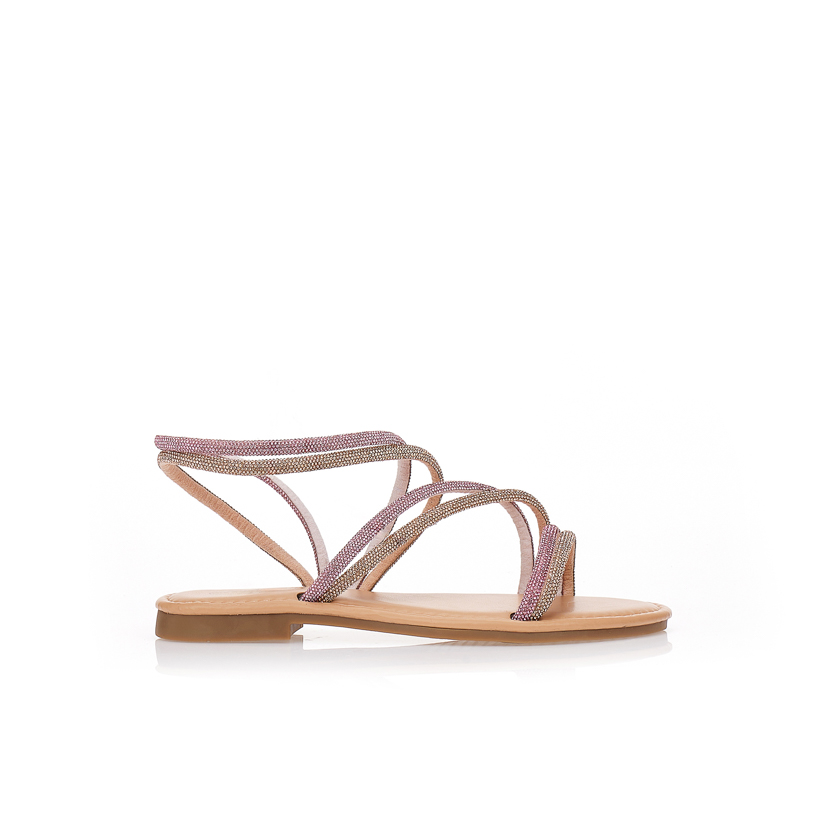 Σανδάλια μωβ με στρας στα λουράκια ΜΩΒ