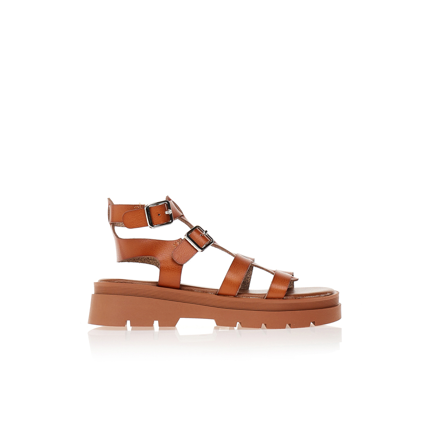 Tsoukalas Σανδάλια gladiator κάμελ δερματίνη με τρακτερωτή σόλα ΚΑΜΕΛ