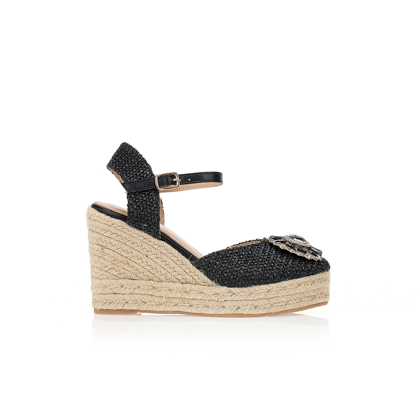 Εσπαντρίγιες πλατφόρμες με κόσμημα ΜΑΥΡΟ