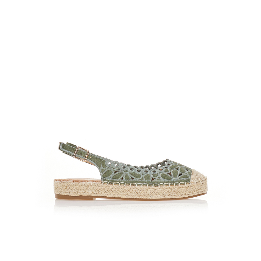 Εσπαντρίγιες πράσινες ψάθινες με λουλούδια ΠΡΑΣΙΝΟ