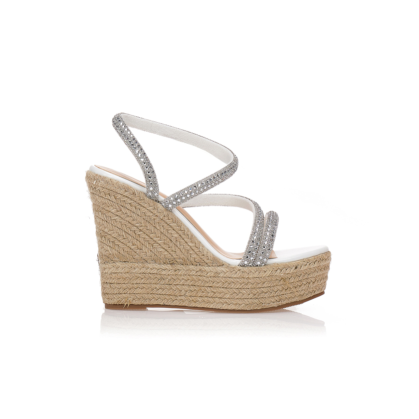 Εσπαντρίγιες πλατφόρμες με λουράκια από στρας ΛΕΥΚΟ