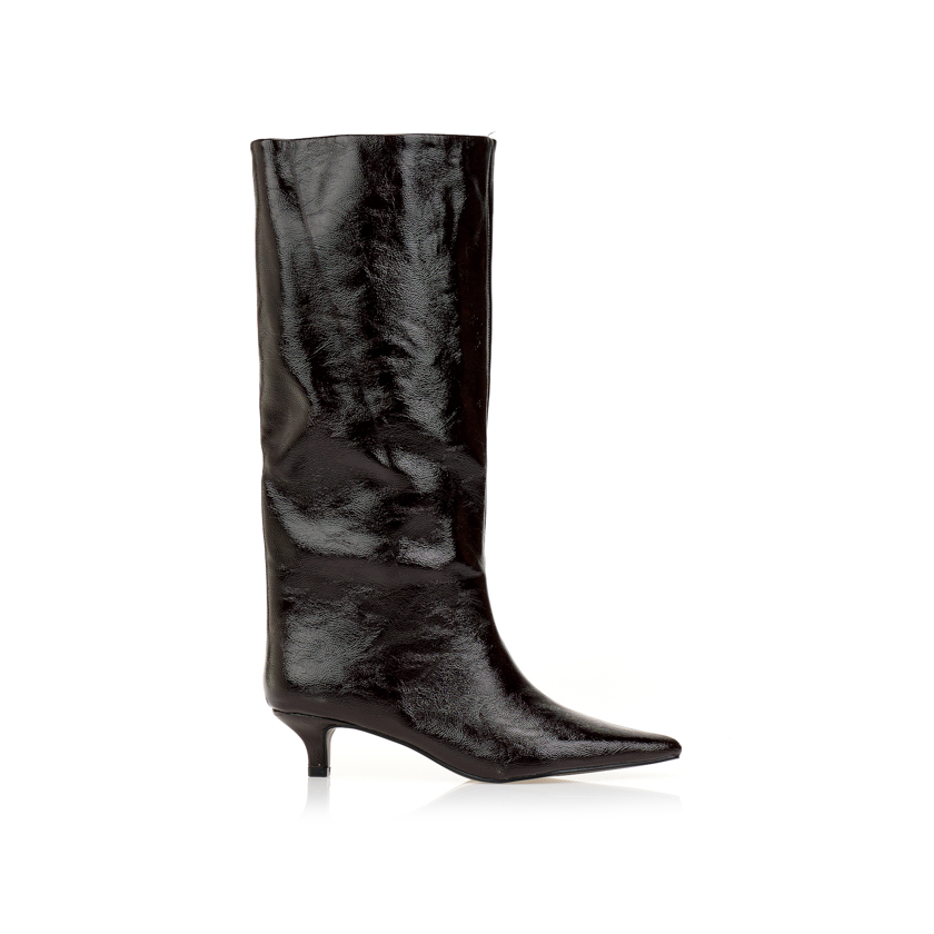 Μπότες καφέ με kitten heel ΚΑΦΕ