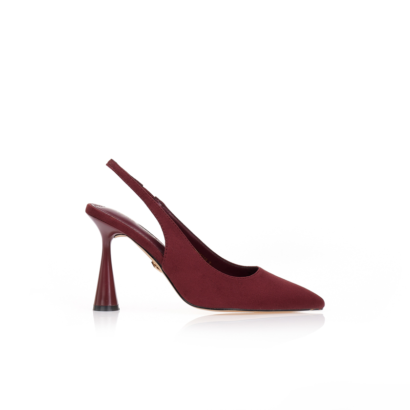 Γόβες TSOUKALAS μπορντό σουέτ slingback ΜΠΟΡΝΤΟ