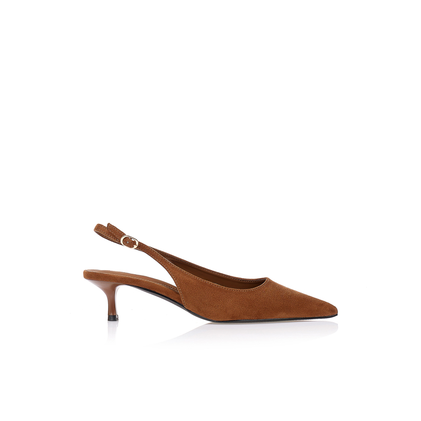 Γόβες σουέτ καφέ slingback ΚΑΦΕ
