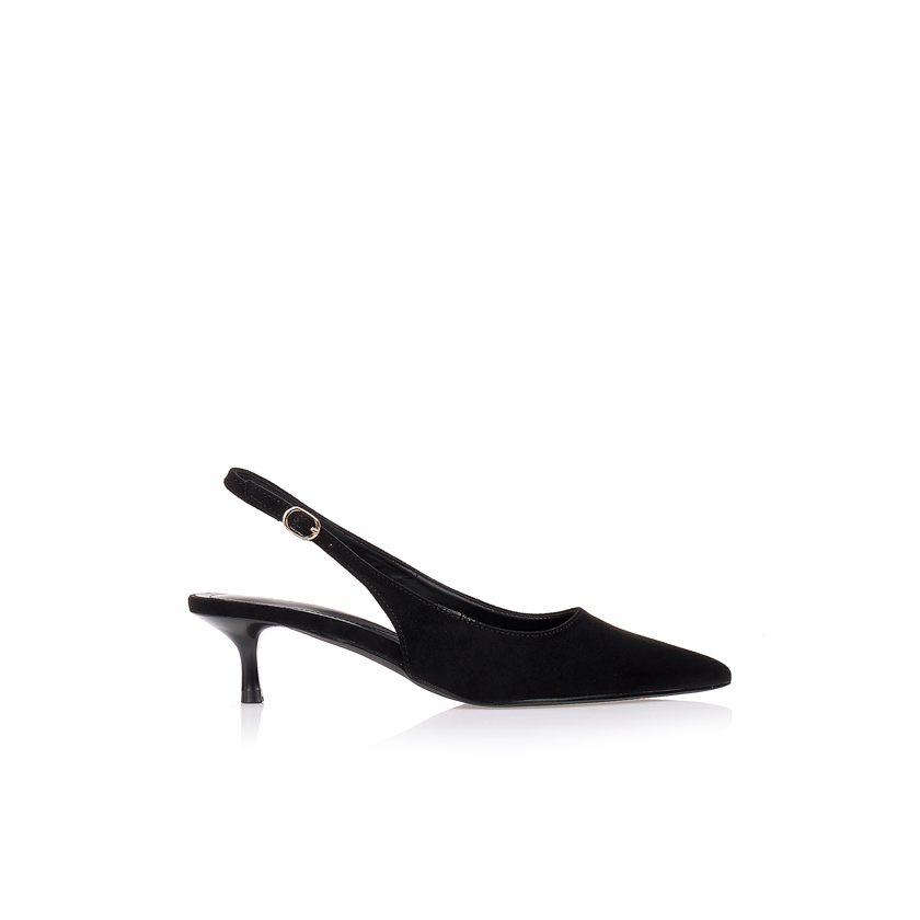 Γόβες σουέτ μαύρες slingback ΜΑΥΡΟ