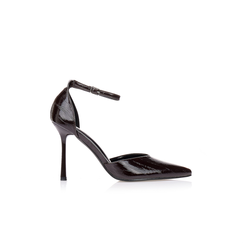Γόβες καφέ δερματίνη slingback ΚΑΦΕ