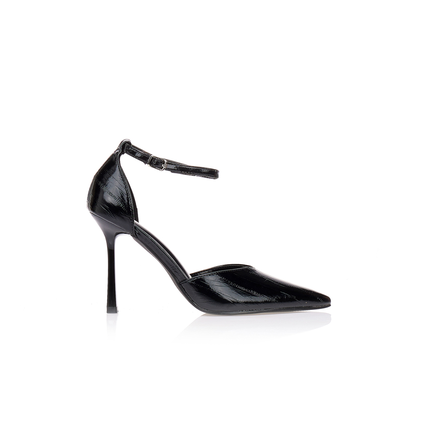 Γόβες μαύρες δερματίνη slingback ΜΑΥΡΟ