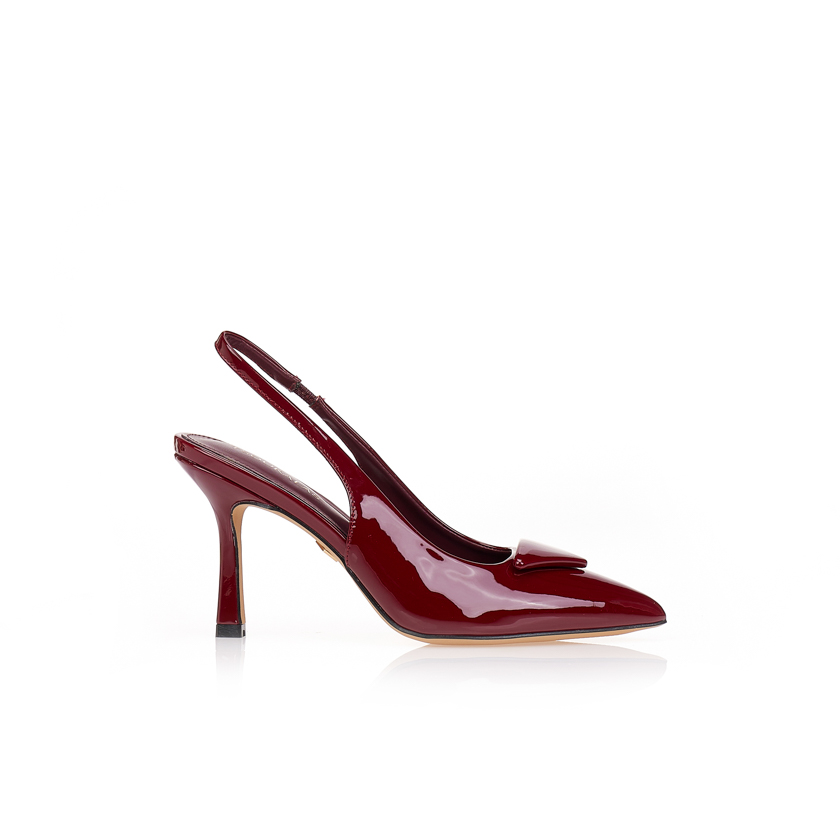 Γόβες TSOUKALAS μπορντό λουστρίνι slingback ΜΠΟΡΝΤΟ