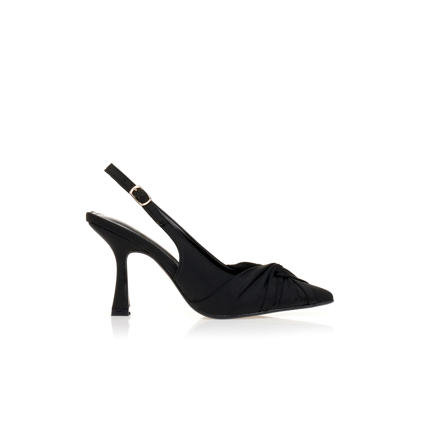 Γόβες μαύρες slingback με διακοσμητικό δέσιμο ΜΑΥΡΟ