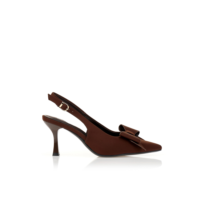 Γόβες καφέ slingback με φιόγκο ΚΑΦΕ