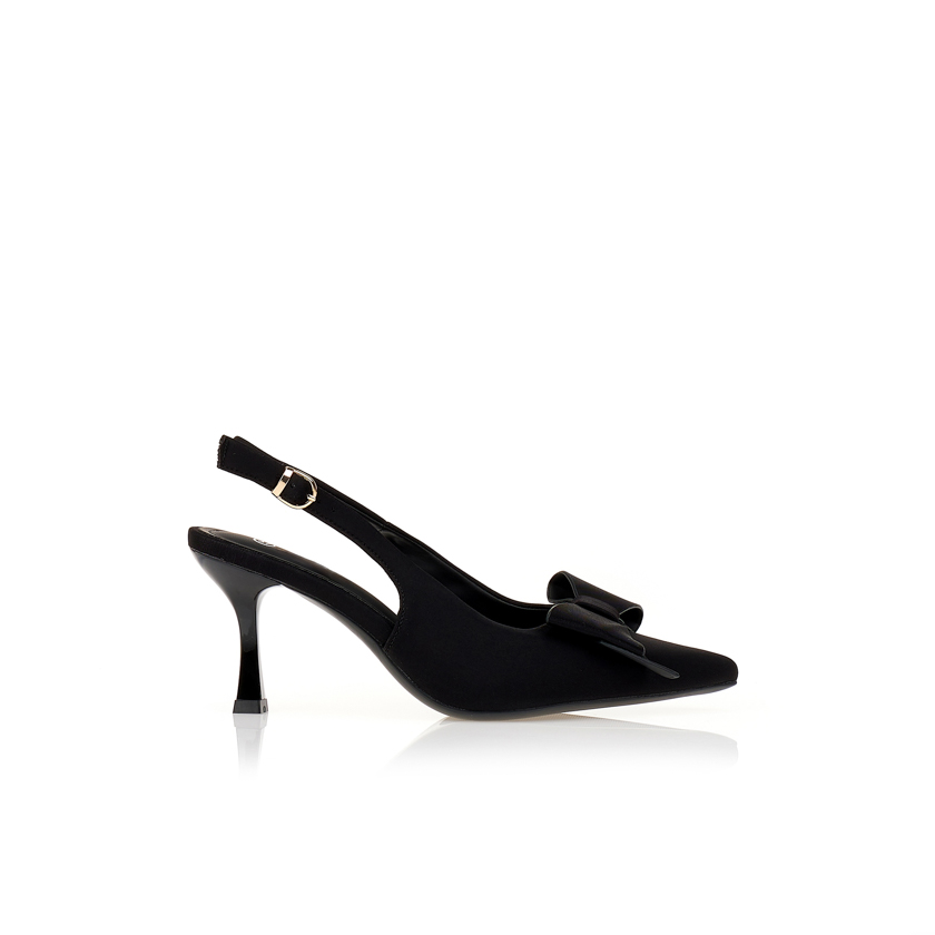 Γόβες μαύρες slingback με φιόγκο ΜΑΥΡΟ