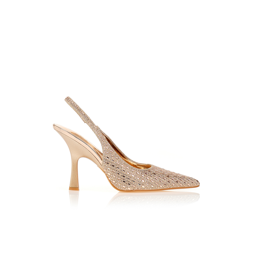 Γόβες μπρονζέ slingback με στρας ΜΠΡΟΝΖΕ