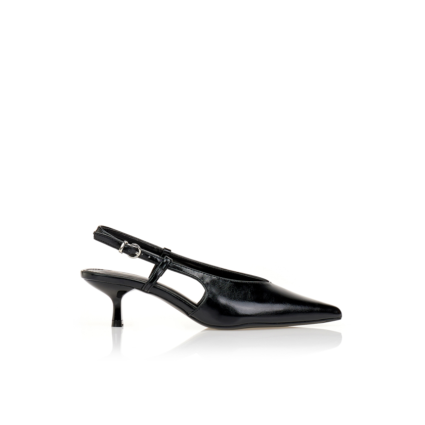 Γόβες μαύρες δερματίνη slingback ΜΑΥΡΟ