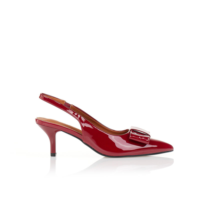 Γόβες μπορντό slingback λουστρίνι και φιόγκο ΜΠΟΡΝΤΟ