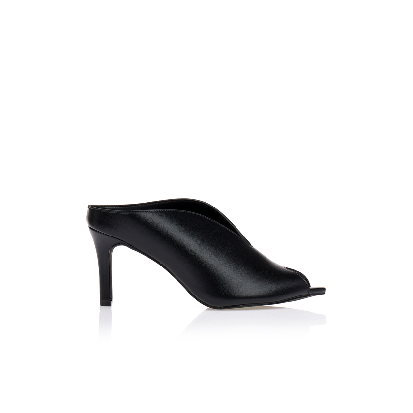 Γόβες mules μαύρες peep-toe ΜΑΥΡΟ