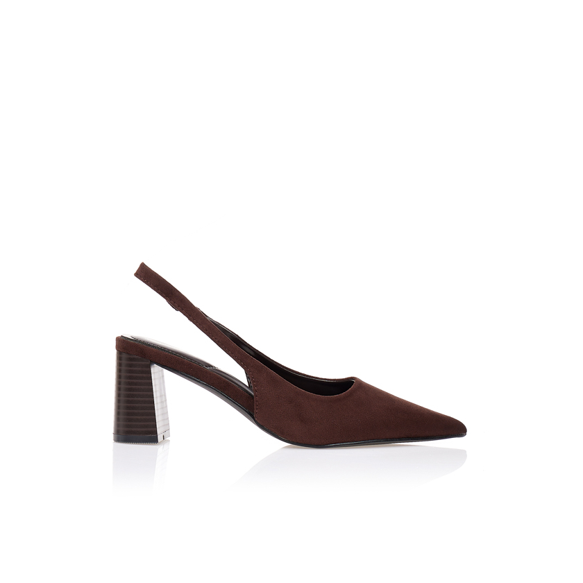 Γόβες καφέ σουέτ slingback ΚΑΦΕ