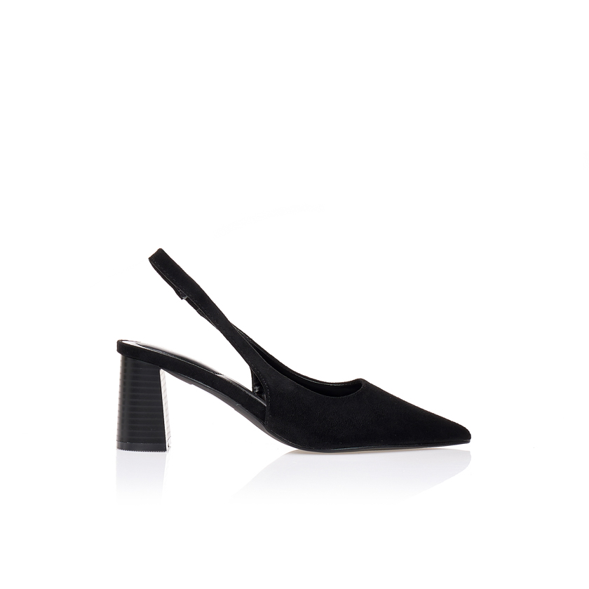 Γόβες μαύρες σουέτ slingback ΜΑΥΡΟ