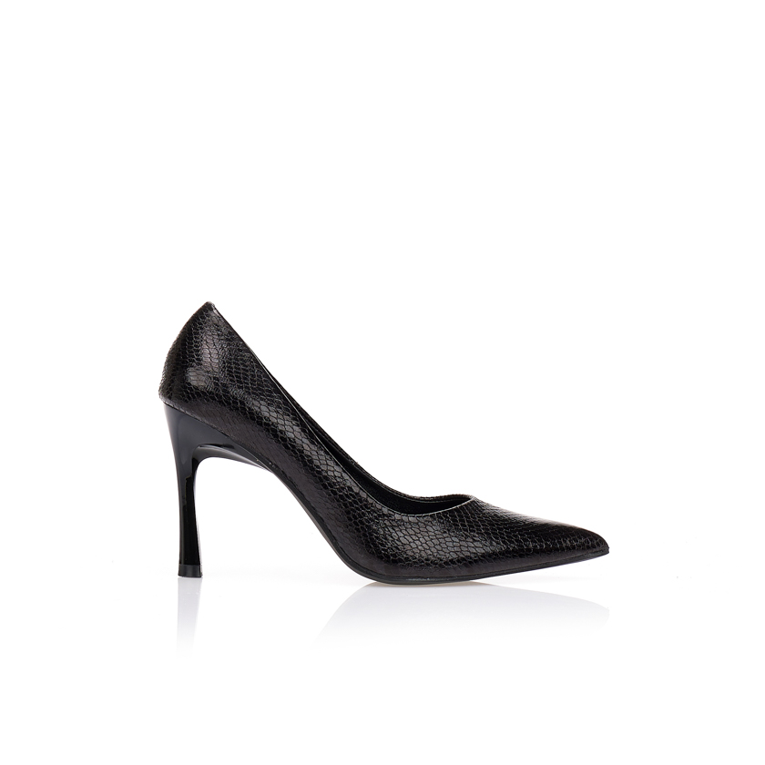 Γόβες μαύρες animal print ΜΑΥΡΟ