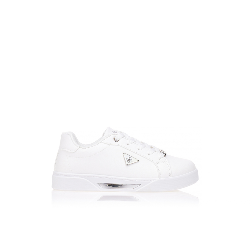 Sneakers TSOUKALAS λεύκα με μεταλλική λεπτομέρεια στην σόλα ΛΕΥΚΟ