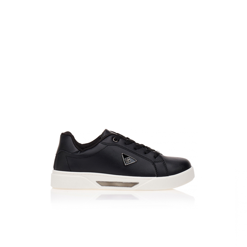 Sneakers TSOUKALAS μαύρα με μεταλλική λεπτομέρεια στην σόλα ΜΑΥΡΟ