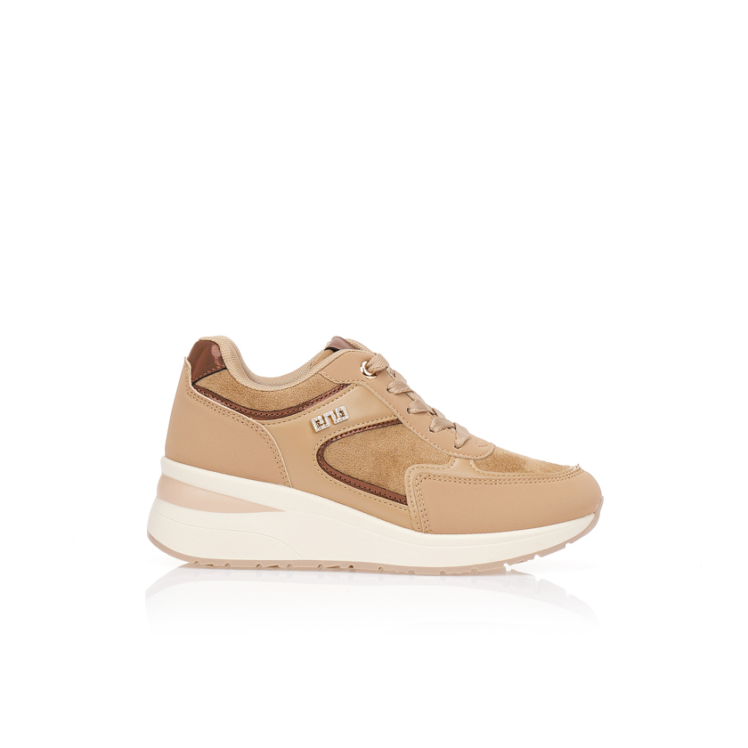 Sneakers πούρο σούετ με λεπτομέρειες δερματίνης ΠΟΥΡΟ