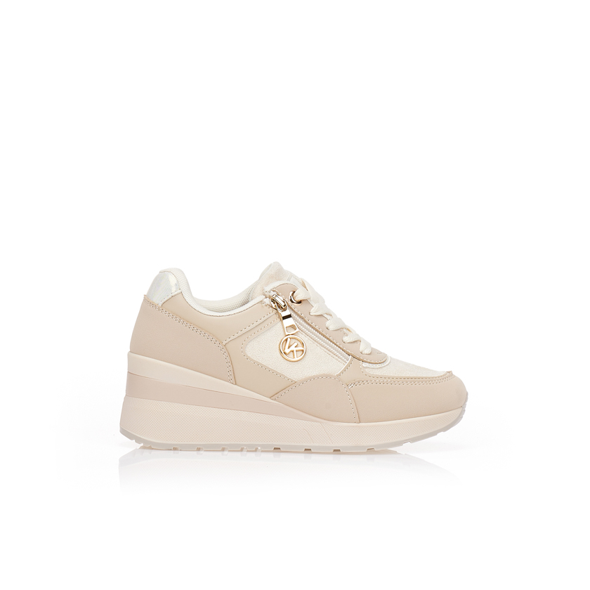 Sneakers μπεζ σούετ με φερμούαρ ΜΠΕΖ