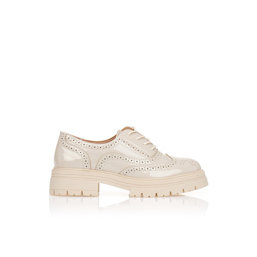 Oxfords δετά μπεζ λουστρίνι ΜΠΕΖ