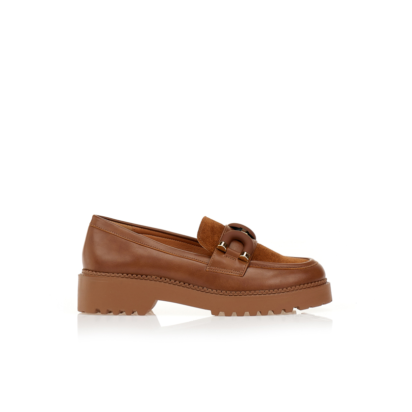 Oxfords καφέ με σουέτ φάσα και ιδιαίτερη αγκράφα ΚΑΦΕ
