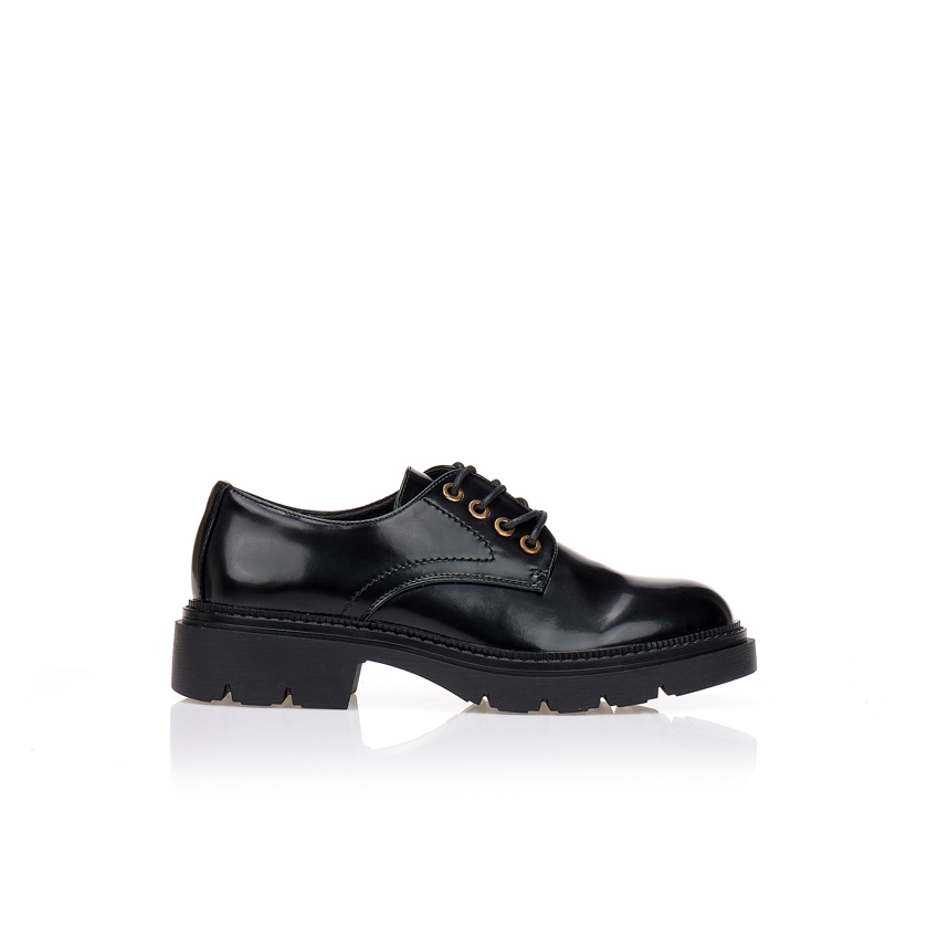Oxfords μαύρα με τρακτερωτή σόλα ΜΑΥΡΟ