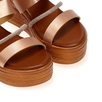 Flatforms μπρονζέ δερματίνη με λουράκι από στρας