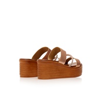 Flatforms μπρονζέ δερματίνη με λουράκι από στρας