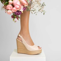 Εσπαντρίγιες πλατφόρμες μπεζ δερματίνη peep toe