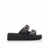 Flatforms μαύρα δερματίνη με ρυθμιζόμενη φάσα