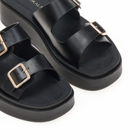 Flatforms μαύρα δερματίνη με ρυθμιζόμενη φάσα