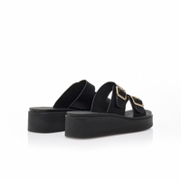 Flatforms μαύρα δερματίνη με ρυθμιζόμενη φάσα