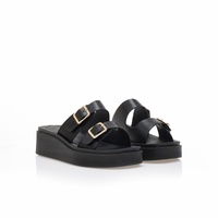 Flatforms μαύρα δερματίνη με ρυθμιζόμενη φάσα