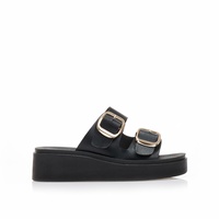 Flatforms μαύρα δερματίνη με ρυθμιζόμενη φάσα