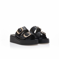 Flatforms μαύρα δερματίνη με ρυθμιζόμενη φάσα