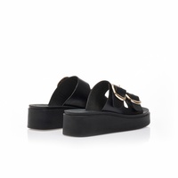 Flatforms μαύρα δερματίνη με ρυθμιζόμενη φάσα