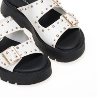 Flatforms λευκά δερματίνη με χρυσά τρουκς