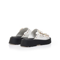 Flatforms λευκά δερματίνη με χρυσά τρουκς