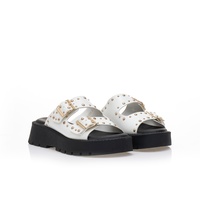 Flatforms λευκά δερματίνη με χρυσά τρουκς