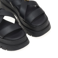 Flatforms μαύρα δερματίνη με πολλαπλά λουράκια