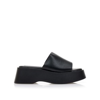 Flatforms μαύρα δερματίνη με φαρδιά φάσα