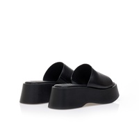 Flatforms μαύρα δερματίνη με φαρδιά φάσα