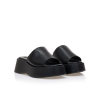 Flatforms μαύρα δερματίνη με φαρδιά φάσα