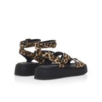 Flatforms animal print δερματίνη με χιαστί λουράκια